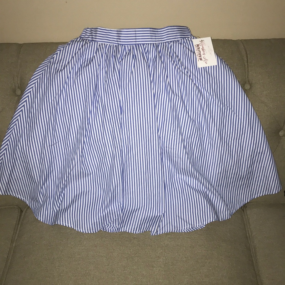 Blue and White Striped Skirt